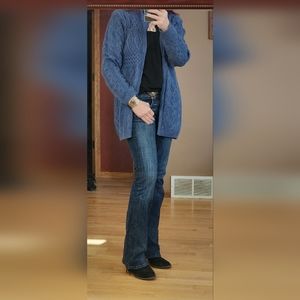 Open knit zippered cardigan, Size Medium